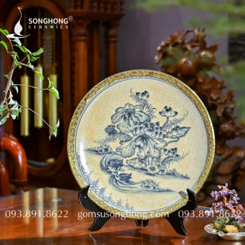 Đĩa Tranh Gốm Bọc Đồng - M9