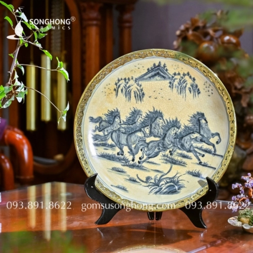 Đĩa Tranh Gốm Bọc Đồng - M11