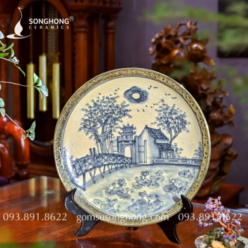 Đĩa Tranh Gốm Bọc Đồng - M14