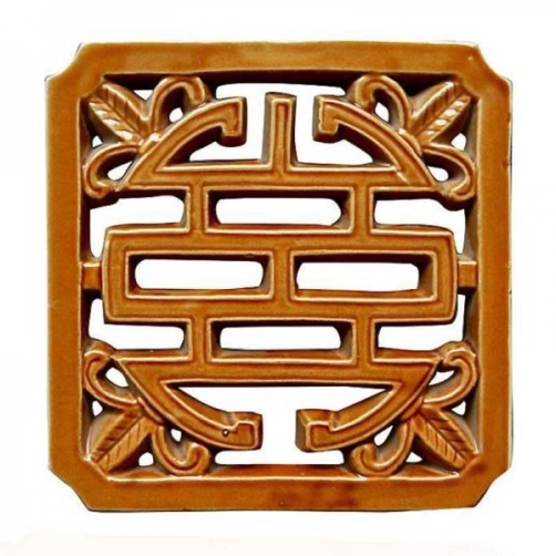 Gạch Chữ Thọ Vuông Nâu