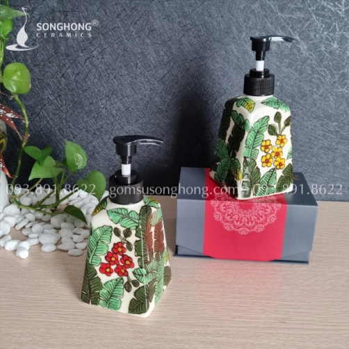 Bình Gốm Chiết Amenities Vẽ Tay Cho Homestay - M6