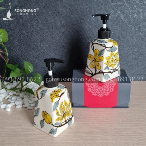 Bình Gốm Chiết Sữa Tắm Vẽ Tay Vintage Cho Du Thuyền - M8