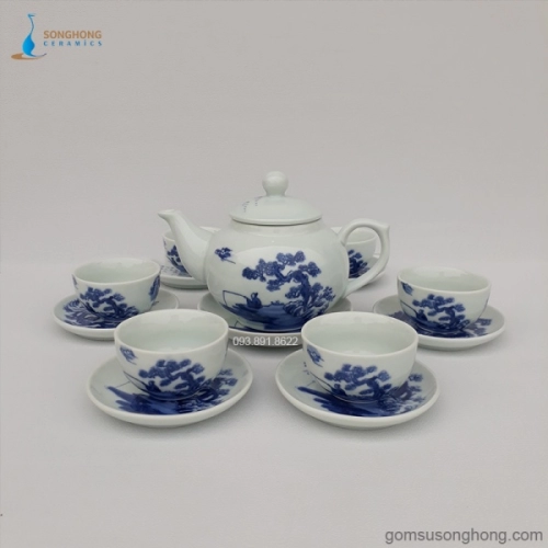 Bộ Trà (Ấm Chén) Vẽ Tay Truyền Thống - Mẫu 6