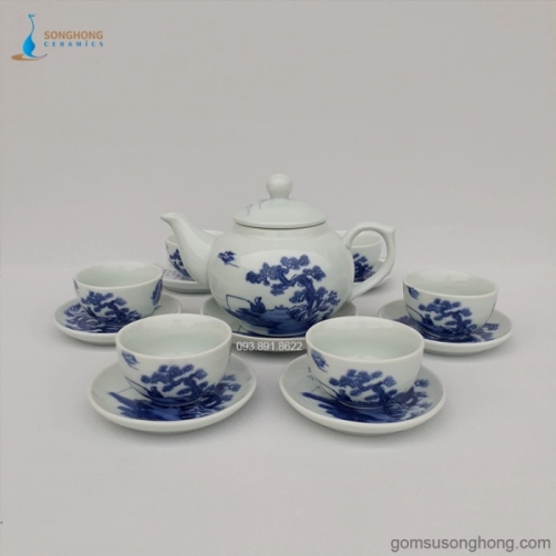 Bộ Trà (Ấm Chén) Vẽ Tay Truyền Thống - Mẫu 6