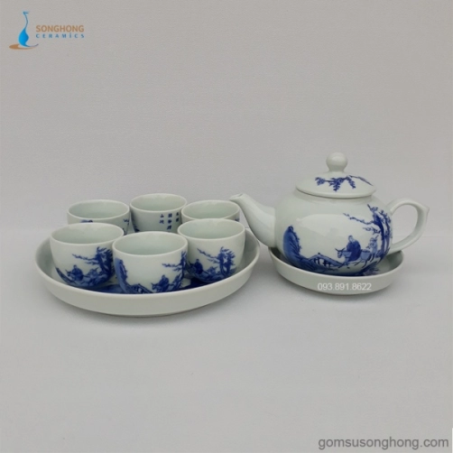 Bộ Trà (Ấm Chén) Vẽ Tay Truyền Thống - Mẫu 7