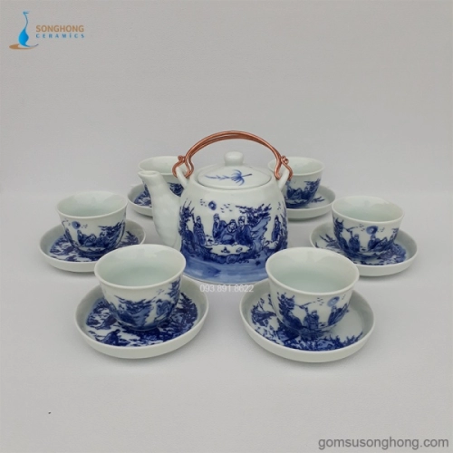 Bộ Trà (Ấm Chén) Vẽ Tay Truyền Thống - Mẫu 9