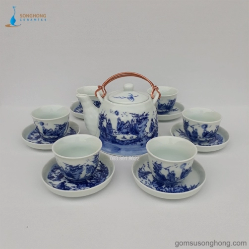 Bộ Trà (Ấm Chén) Vẽ Tay Truyền Thống - Mẫu 9