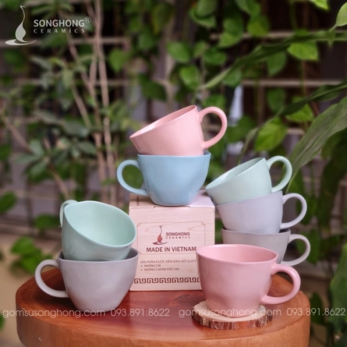 Cốc (Ca) 250ml Gốm Nặn Tay Đất Trộn Màu - Mẫu 3