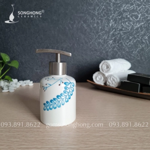 Chai Gốm Đựng Dầu Gội Sữa Tắm Vẽ Tay Cho Retreat 150ml - M17