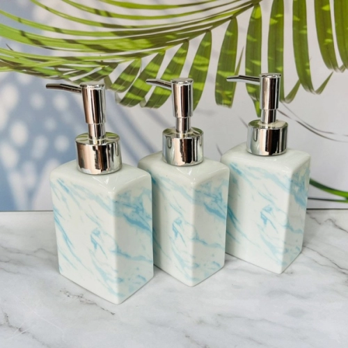 Bình Sứ Vân Đá Xanh Đựng Dầu Gội Sữa Tắm Khách Sạn 220ml - Mẫu 4