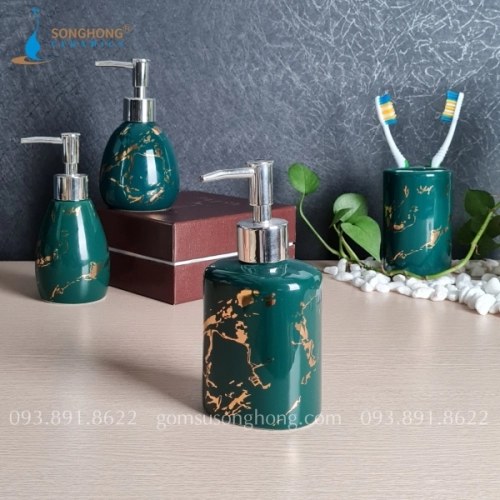 Bình Gốm Chiết Dung Dịch Cao Cấp 300ml - M10 Vân Vàng Kim