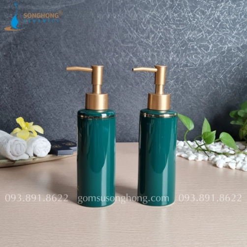 Chai Sứ Bát Tràng Chiết Dung Dịch 240ml - M7 Viền Vàng Kim