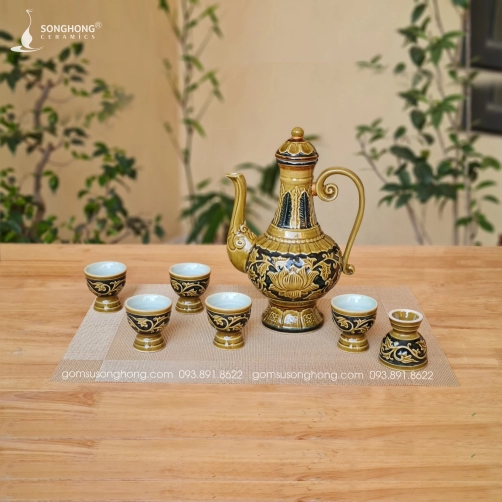 Bộ Bình Rượu Gốm Hoàng Cung 750ml